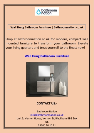Wall Hung Bathroom Furniture Bathroomnation.co.uk