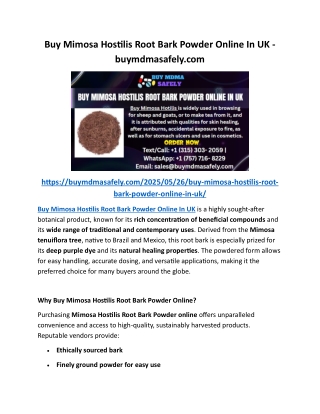 Buy Mimosa Hostilis Root Bark Powder Online In UK - buymdmasafely