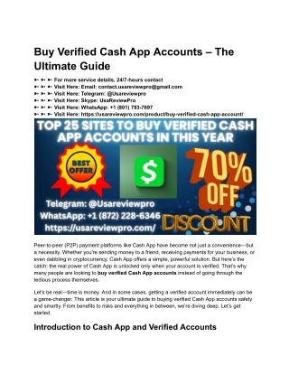 Top 16 Sites To Buy Verified & Cash App Accounts In This