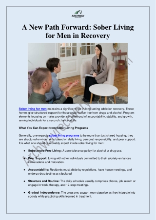 A New Path Forward Sober Living for Men in Recovery