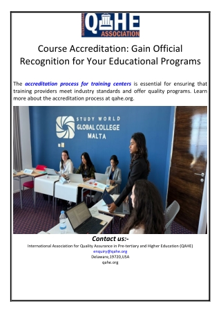 Course Accreditation: Gain Official Recognition for Your Educational Programs