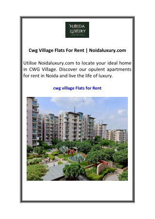 Cwg Village Flats For Rent  Noidaluxury.com