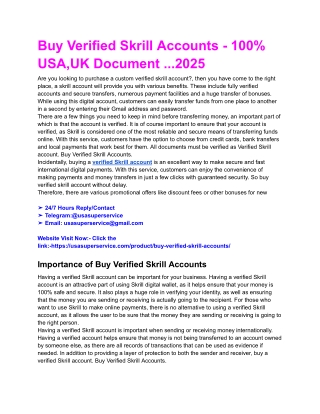 Buy Verified Skrill Accounts - 100% USA,UK Document