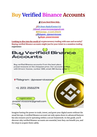 Buy Verified Binance Accounts