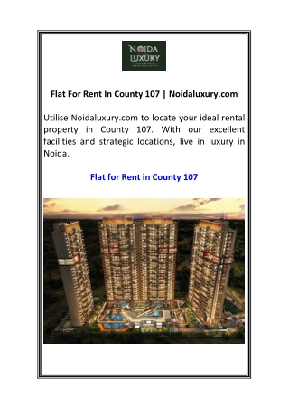 Flat For Rent In County 107  Noidaluxury.com