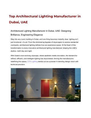 Architectural Lighting Manufacturer