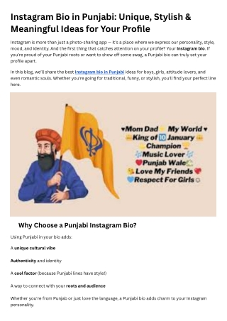 Instagram Bio in Punjabi