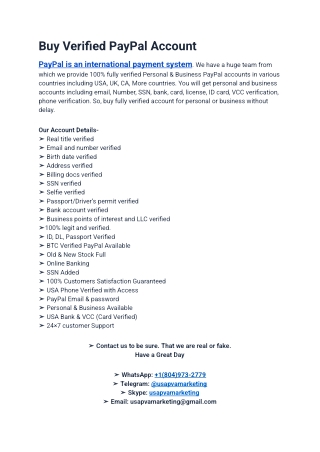 Buy, Verified PayPal Accounts Personal & Business Available