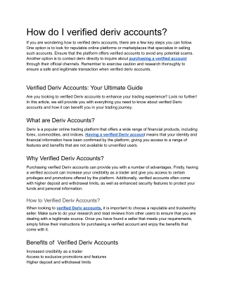 How do I verified deriv accounts