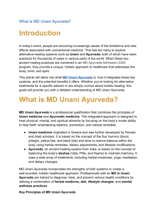 What is MD Unani Ayurveda - Google Docs
