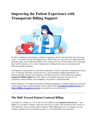 Improving the Patient Experience with Transparent Billing Support