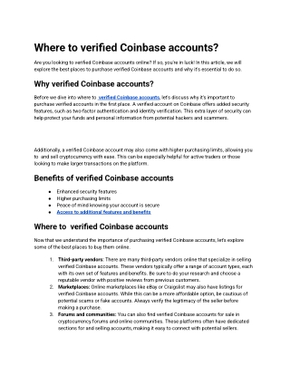 Buy Verified Coinbase Accounts - TOPSEOSMMIT
