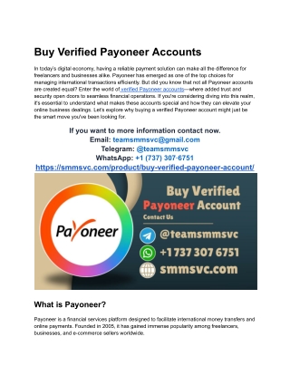 Top Quality Verified Payoneer Accounts 24_7 Support