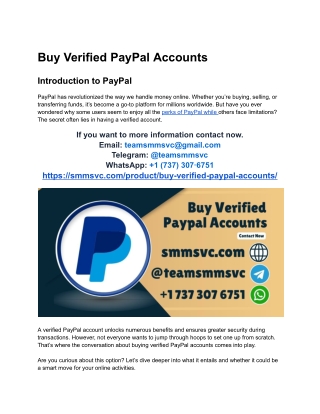 Buy Verified PayPal Accounts  Fast, Safe & 100% Authentic