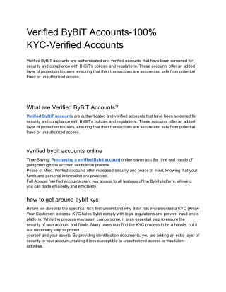 Verified ByBiT Accounts-100% KYC-Verified Accounts