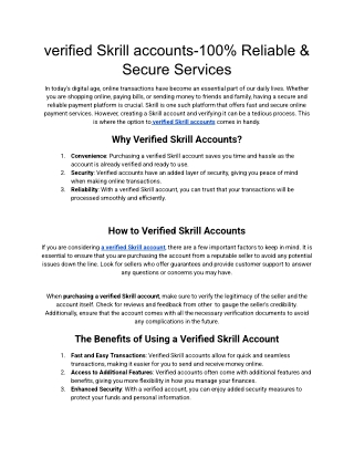 verified Skrill accounts-100% Reliable & Secure Services