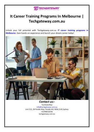 It Career Training Programs In Melbourne | Techgateway.com.au