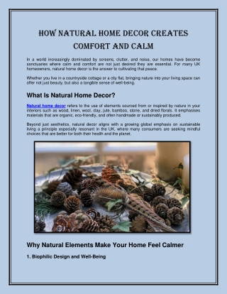 How Natural Home Decor Creates Comfort and Calm