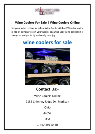 Wine Coolers For Sale
