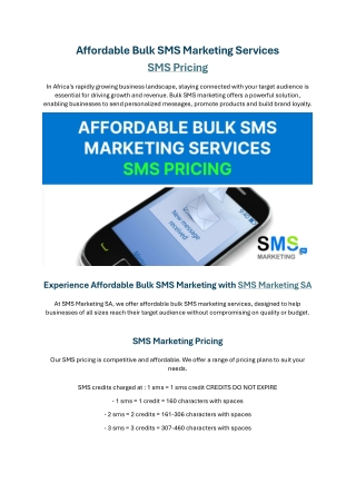 Affordable Bulk SMS Marketing Services - SMS Marketing SA