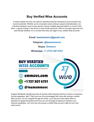 Connect Globally with a Verified Wise Account