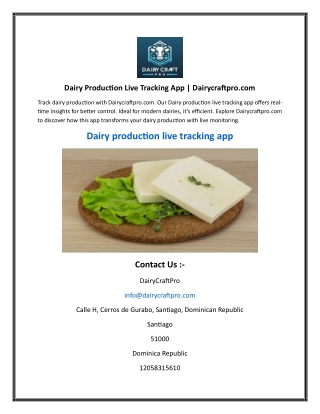 Dairy Production Live Tracking App  Dairycraftpro.com