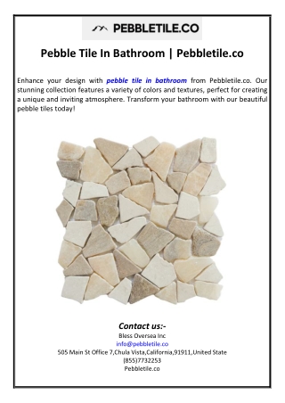 Pebble Tile In Bathroom | Pebbletile.co