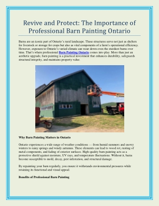 Revive and Protect The Importance of Professional Barn Painting Ontario