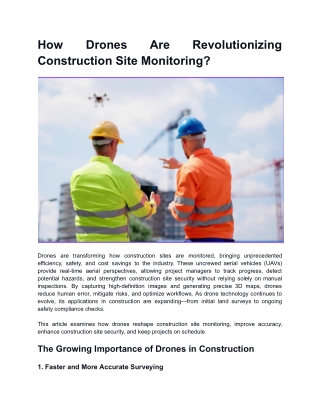 How Drones Are Revolutionizing Construction Site Monitoring?
