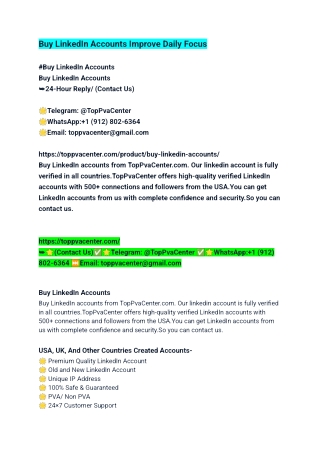 Buy LinkedIn Accounts Improve Daily Focus