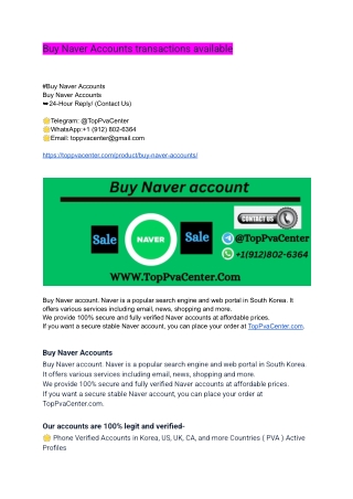 Buy Naver Accounts transactions available