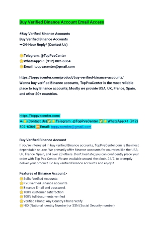 Buy Verified Binance Account Email Access