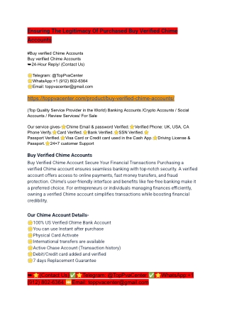 Ensuring The Legitimacy Of Purchased Buy Verified Chime Accounts