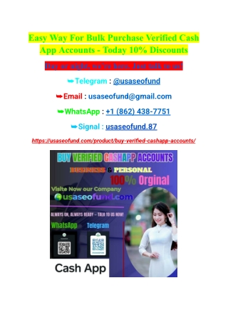 Easy Way For Bulk Purchase Verified Cash App Accounts - Today 10% Discounts