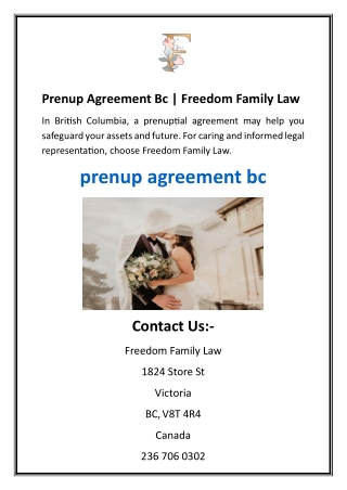 Prenup Agreement Bc