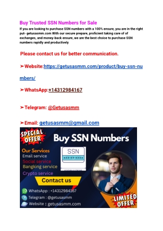 Buy Trusted SSN Numbers for Sale – Instant & Secure