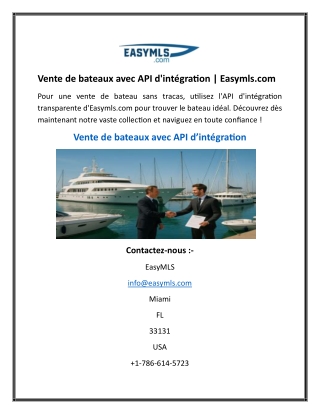 Vente de bateaux avec API d'intégration  Easymls.com
