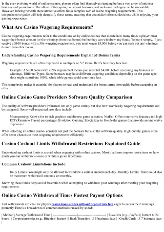 Understanding Casino Wagering Requirements: A Comprehensive Guide