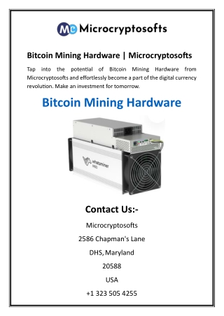 Bitcoin Mining Hardware