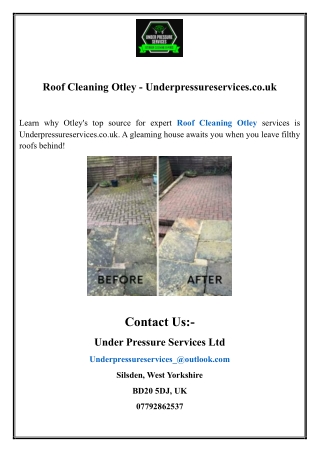 Roof Cleaning Otley - Underpressureservices.co.uk