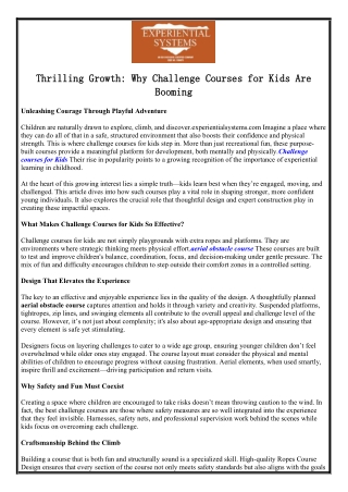 Obstacle Course Design & Construction | Experientialsystems.com