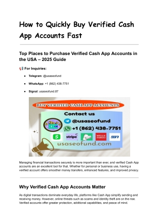 How to Quickly Buy Verified Cash App Accounts Fast