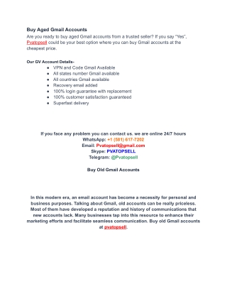 Buy Aged Gmail Accounts