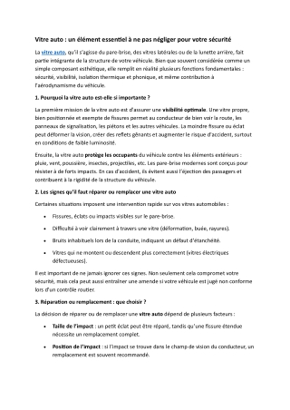 Vitre auto : un élément essentiel à ne pas négliger pour votre sécurité