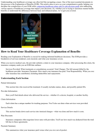 How to Read Your Healthcare Coverage Explanation of Benefits