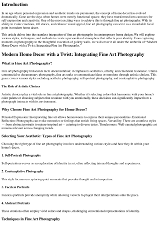 Modern Home Decor with a Twist: Integrating Fine Art Photography