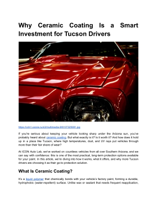 Why Ceramic Coating Is a Smart Investment for Tucson Drivers