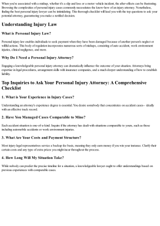 Leading Inquiries to Ask Your Injury Attorney: A Comprehensive Checklist