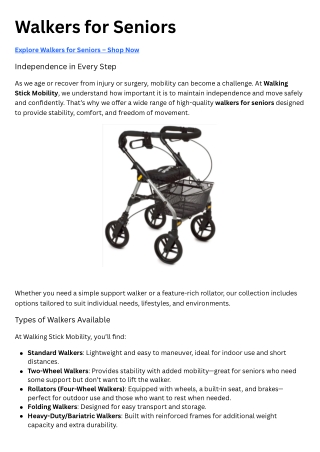 Buy Walkers for Seniors in Canada — Safe, Stable & Easy Mobility