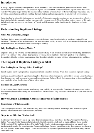 Avoiding Duplicate Listings and Ranking Penalties in Remote Work Environments